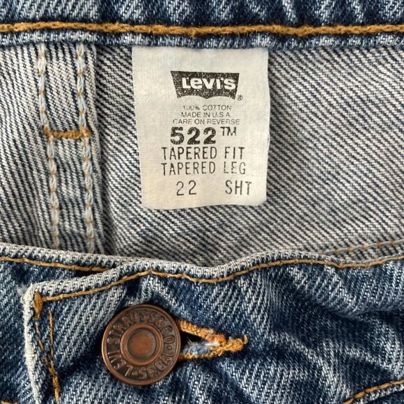 Vintage Levi's 522 Womens Blue Tapered Fit Tapered Leg Denim Jeans Plus 22 Short - Picture 3 of 10